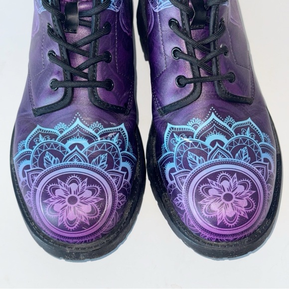 BUTTERFLY PURPLE Combat BOOTS MARTEN Inspired Y2K Moto Women’s Sz 40/9 - Picture 6 of 13